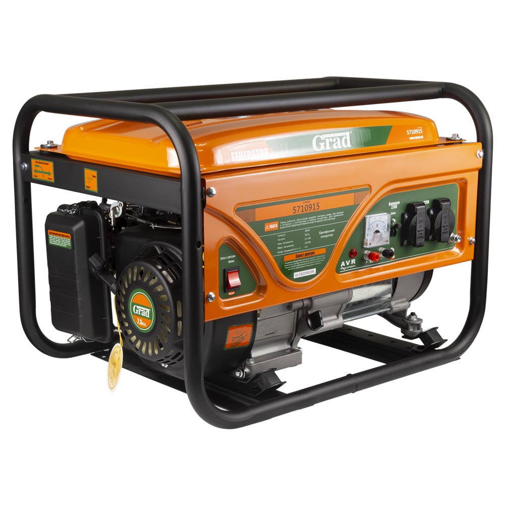 Генератор бензиновий Grad 220В 2.5/2.8кВт 4-х тактний ручний запуск