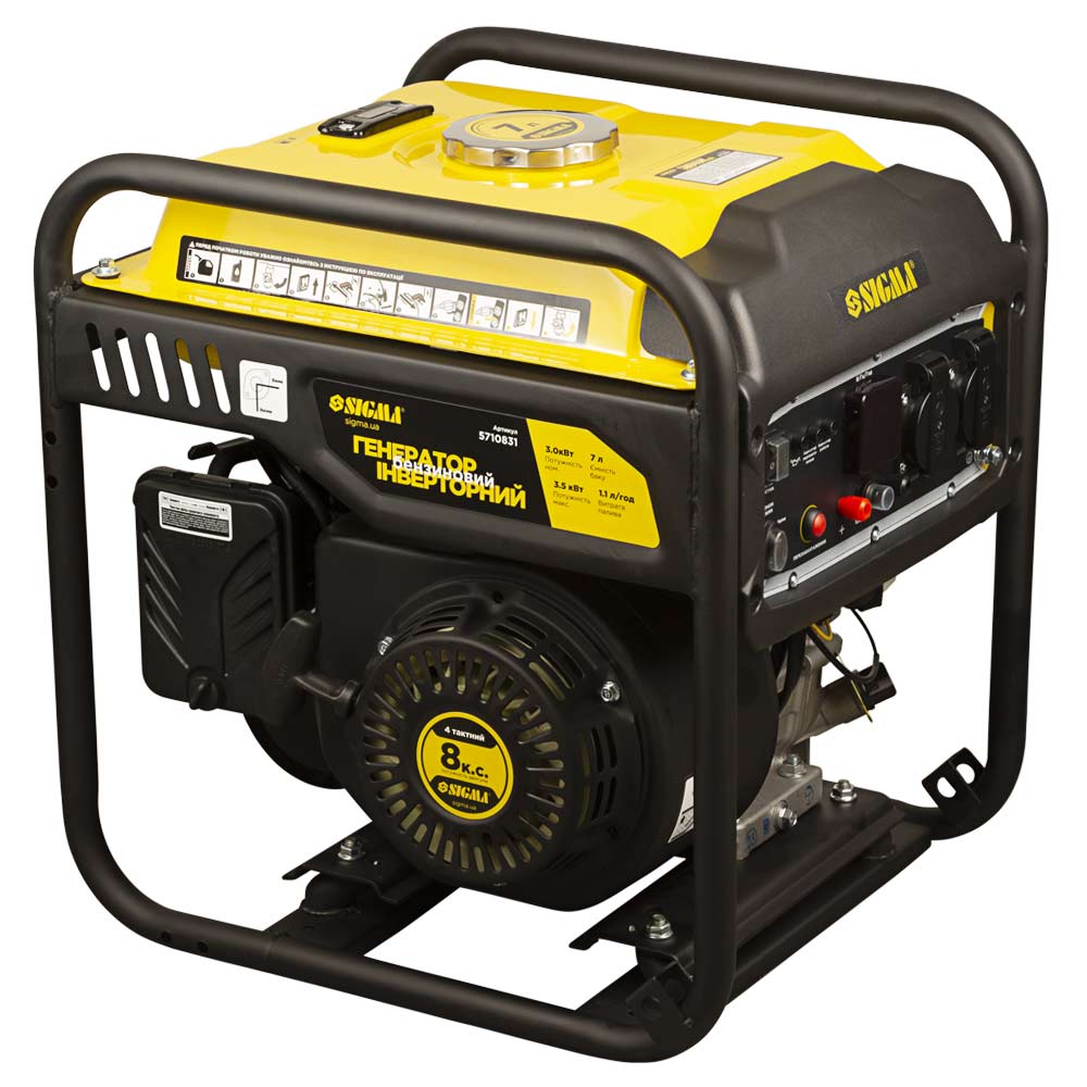 Генератор інверторний бензиновий Sigma 220В 3.0/3.5кВт 7л 4-х тактний ручний запуск