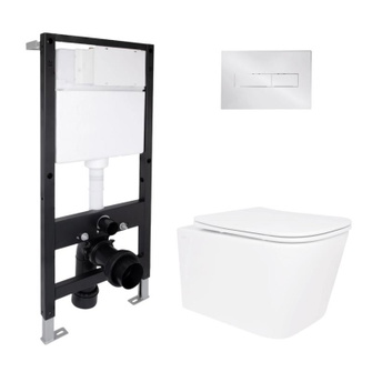 Готове рішення Qtap для ванної кімнати: підвісний унітаз Crow Rimless 485 x 340 x 330 + комплект інсталяції Standard (лінійна клавіша Chrome)