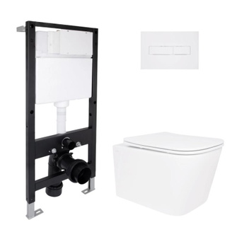 Готовое решение Qtap для ванной комнаты: подвесной унитаз Crow Rimless 485 x 340 x 330 + комплект инсталляции Standard (линейная кнопка White) Готовое решение Qtap для ванной комнаты: подвесной унитаз Crow Rimless 485 x 340 x 330 + комплект инсталляции Standard (линейная кнопка White)