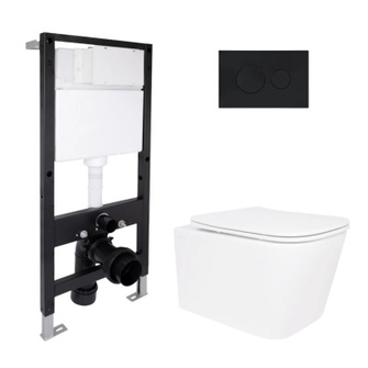 Готовое решение Qtap для ванной комнаты: подвесной унитаз Crow Ultra Quiet 485 x 340 x 290 + комплект инсталляции Standard (круглая кнопка Black) Готовое решение Qtap для ванной комнаты: подвесной унитаз Crow Ultra Quiet 485 x 340 x 290 + комплект инсталляции Standard (круглая кнопка Black)