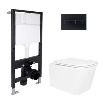 Готовое решение Qtap для ванной комнаты: подвесной унитаз Crow Ultra Quiet 485 x 340 x 290 + комплект инсталляции Standard (линейная кнопка Black) Готовое решение Qtap для ванной комнаты: подвесной унитаз Crow Ultra Quiet 485 x 340 x 290 + комплект инсталляции Standard (линейная кнопка Black)