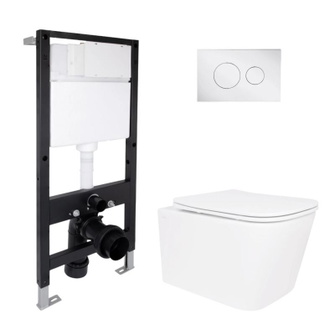 Готовое решение Qtap для ванной комнаты: подвесной унитаз Crow Ultra Quiet 520 x 360 x 290 + комплект инсталляции Standard (круглая кнопка Chrome) Готовое решение Qtap для ванной комнаты: подвесной унитаз Crow Ultra Quiet 520 x 360 x 290 + комплект инсталляции Standard (круглая кнопка Chrome)