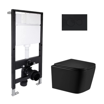Готовое решение Qtap для ванной комнаты: подвесной унитаз Crow Ultra Quiet Black 485 x 340 x 290 + комплект инсталляции Standard (круглая кнопка Black) Готовое решение Qtap для ванной комнаты: подвесной унитаз Crow Ultra Quiet Black 485 x 340 x 290 + комплект инсталляции Standard (круглая кнопка Black)