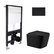 Готовое решение Qtap для ванной комнаты: подвесной унитаз Crow Ultra Quiet Black 485 x 340 x 290 + комплект инсталляции Standard (круглая кнопка Black)