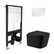 Готовое решение Qtap для ванной комнаты: подвесной унитаз Crow Ultra Quiet Black 485 x 340 x 290 + комплект инсталляции Standard (круглая кнопка Chrome)