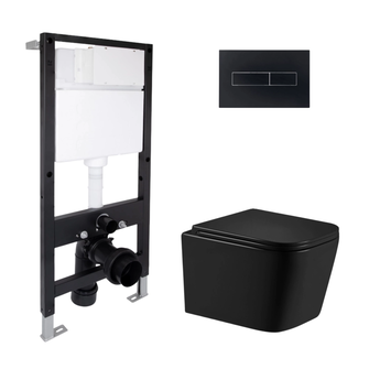 Готовое решение Qtap для ванной комнаты: подвесной унитаз Crow Ultra Quiet Black 485 x 340 x 290 + комплект инсталляции Standard (линейная кнопка Black) Готовое решение Qtap для ванной комнаты: подвесной унитаз Crow Ultra Quiet Black 485 x 340 x 290 + комплект инсталляции Standard (линейная кнопка Black)