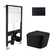 Готовое решение Qtap для ванной комнаты: подвесной унитаз Crow Ultra Quiet Black 485 x 340 x 290 + комплект инсталляции Standard (линейная кнопка Black)