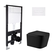 Готовое решение Qtap для ванной комнаты: подвесной унитаз Crow Ultra Quiet Black 485 x 340 x 290 + комплект инсталляции Standard (линейная кнопка White)