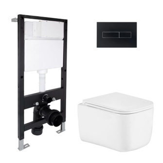 Готовое решение Qtap для ванной комнаты: подвесной унитаз Gemini Ultra Quiet 485 x 340 x 350 + комплект инсталляции Standard (линейная кнопка Black) Готовое решение Qtap для ванной комнаты: подвесной унитаз Gemini Ultra Quiet 485 x 340 x 350 + комплект инсталляции Standard (линейная кнопка Black)
