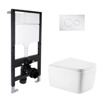 Готовое решение Qtap для ванной комнаты: подвесной унитаз Gemini Ultra Quiet 520 x 360 x 350 + комплект инсталляции Standard (круглая кнопка Chrome) Готовое решение Qtap для ванной комнаты: подвесной унитаз Gemini Ultra Quiet 520 x 360 x 350 + комплект инсталляции Standard (круглая кнопка Chrome)