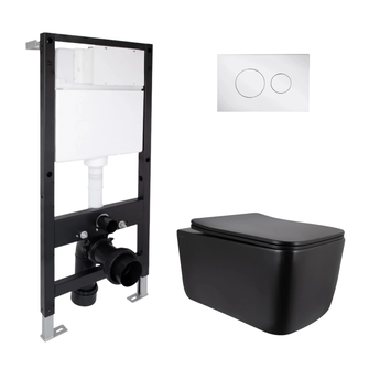 Готовое решение Qtap для ванной комнаты: подвесной унитаз Gemini Ultra Quiet Black 520 x 360 x 350 + комплект инсталляции Standard (круглая кнопка Chrome) Готовое решение Qtap для ванной комнаты: подвесной унитаз Gemini Ultra Quiet Black 520 x 360 x 350 + комплект инсталляции Standard (круглая кнопка Chrome)