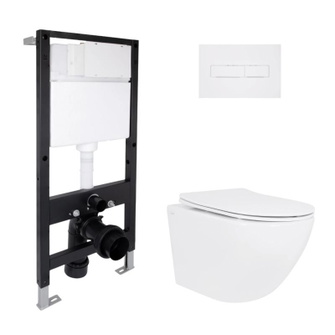 Готовое решение Qtap для ванной комнаты: подвесной унитаз Jay Rimless 485 x 360 x 320 + комплект инсталляции Standard (линейная кнопка White) Готовое решение Qtap для ванной комнаты: подвесной унитаз Jay Rimless 485 x 360 x 320 + комплект инсталляции Standard (линейная кнопка White)