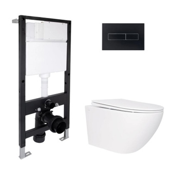 Готовое решение Qtap для ванной комнаты: подвесной унитаз Jay Rimless 520 x 360 x 320 + комплект инсталляции Standard (линейная кнопка Black) Готовое решение Qtap для ванной комнаты: подвесной унитаз Jay Rimless 520 x 360 x 320 + комплект инсталляции Standard (линейная кнопка Black)