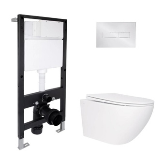 Готове рішення Qtap для ванної кімнати: підвісний унітаз Jay Rimless 520 x 360 x 320 + комплект інсталяції Standard (лінійна клавіша Chrome)