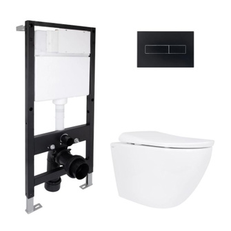Готовое решение Qtap для ванной комнаты: подвесной унитаз Robin ML Ultra Quiet 520 x 365 x 365 + комплект инсталляции Standard (линейная кнопка Black) Готовое решение Qtap для ванной комнаты: подвесной унитаз Robin ML Ultra Quiet 520 x 365 x 365 + комплект инсталляции Standard (линейная кнопка Black)