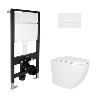 Готовое решение Qtap для ванной комнаты: подвесной унитаз Robin Ultra Quiet 520 x 365 x 365 + комплект инсталляции Standard (линейная кнопка White)