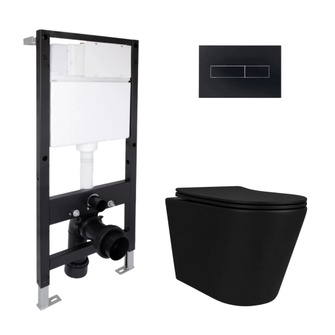 Готовое решение Qtap для ванной комнаты: подвесной унитаз Scorpio Ultra Quiet Black 520 x 365 x 365 + комплект инсталляции Standard (линейная кнопка Black) Готовое решение Qtap для ванной комнаты: подвесной унитаз Scorpio Ultra Quiet Black 520 x 365 x 365 + комплект инсталляции Standard (линейная кнопка Black)