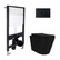 Готовое решение Qtap для ванной комнаты: подвесной унитаз Scorpio Ultra Quiet Black 520 x 365 x 365 + комплект инсталляции Standard (линейная кнопка Black)