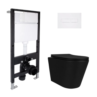 Готовое решение Qtap для ванной комнаты: подвесной унитаз Scorpio Ultra Quiet Black 520 x 365 x 365 + комплект инсталляции Standard (линейная кнопка White) Готовое решение Qtap для ванной комнаты: подвесной унитаз Scorpio Ultra Quiet Black 520 x 365 x 365 + комплект инсталляции Standard (линейная кнопка White)