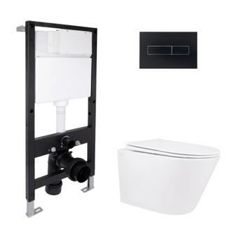 Готовое решение Qtap для ванной комнаты: подвесной унитаз Swan Rimless 520 x 360 x 320 + комплект инсталляции Standard (линейная кнопка Black) Готовое решение Qtap для ванной комнаты: подвесной унитаз Swan Rimless 520 x 360 x 320 + комплект инсталляции Standard (линейная кнопка Black)