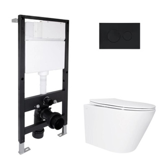 Готовое решение Qtap для ванной комнаты: подвесной унитаз Swan Ultra Quiet 485 x 360 x 320 + комплект инсталляции Standard (круглая кнопка Black) Готовое решение Qtap для ванной комнаты: подвесной унитаз Swan Ultra Quiet 485 x 360 x 320 + комплект инсталляции Standard (круглая кнопка Black)