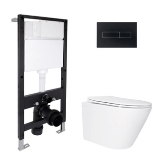 Готовое решение Qtap для ванной комнаты: подвесной унитаз Swan Ultra Quiet 485 x 360 x 320 + комплект инсталляции Standard (линейная кнопка Black) Готовое решение Qtap для ванной комнаты: подвесной унитаз Swan Ultra Quiet 485 x 360 x 320 + комплект инсталляции Standard (линейная кнопка Black)