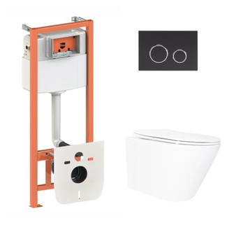 Готовое решение Qtap для ванной комнаты: подвесной унитаз Swan Ultra Quiet 520 x 360 x 320 + комплект инсталляции Nest 4 в 1 (круглая клавиша Matt Black) Готовое решение Qtap для ванной комнаты: подвесной унитаз Swan Ultra Quiet 520 x 360 x 320 + комплект инсталляции Nest 4 в 1 (круглая клавиша Matt Black)