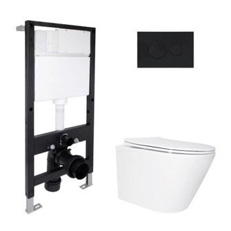 Готовое решение Qtap для ванной комнаты: подвесной унитаз Swan Ultra Quiet 520 x 360 x 320 + комплект инсталляции Standard (круглая кнопка Black) Готовое решение Qtap для ванной комнаты: подвесной унитаз Swan Ultra Quiet 520 x 360 x 320 + комплект инсталляции Standard (круглая кнопка Black)