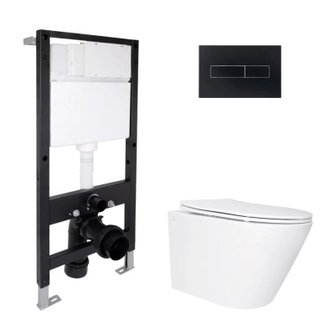 Готовое решение Qtap для ванной комнаты: подвесной унитаз Swan Ultra Quiet 520 x 360 x 320 + комплект инсталляции Standard (линейная кнопка Black) Готовое решение Qtap для ванной комнаты: подвесной унитаз Swan Ultra Quiet 520 x 360 x 320 + комплект инсталляции Standard (линейная кнопка Black)