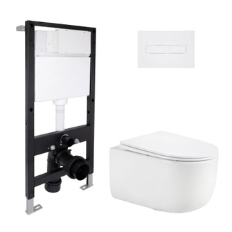 Готовое решение Qtap для ванной комнаты: подвесной унитаз Taurus Ultra Quiet 515 x 360 x 350 белый + комплект инсталляции Standard (линейная кнопка White) Готовое решение Qtap для ванной комнаты: подвесной унитаз Taurus Ultra Quiet 515 x 360 x 350 белый + комплект инсталляции Standard (линейная кнопка White)