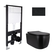 Готовое решение Qtap для ванной комнаты: подвесной унитаз Taurus Ultra Quiet Black 515 x 360 x 350 + комплект инсталляции Standard (круглая кнопка Black)