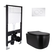 Готовое решение Qtap для ванной комнаты: подвесной унитаз Taurus Ultra Quiet Black 515 x 360 x 350 + комплект инсталляции Standard (круглая кнопка Chrome)