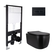 Готовое решение Qtap для ванной комнаты: подвесной унитаз Taurus Ultra Quiet Black 515 x 360 x 350 + комплект инсталляции Standard (линейная кнопка Black)