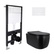 Готовое решение Qtap для ванной комнаты: подвесной унитаз Taurus Ultra Quiet Black 515 x 360 x 350 черный + комплект инсталляции Standard (линейная кнопка White)