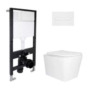 Готовое решение Qtap для ванной комнаты: подвесной унитаз Tern Ultra Quiet 525 x 345 x 360 + комплект инсталляции Standard (линейная кнопка White)