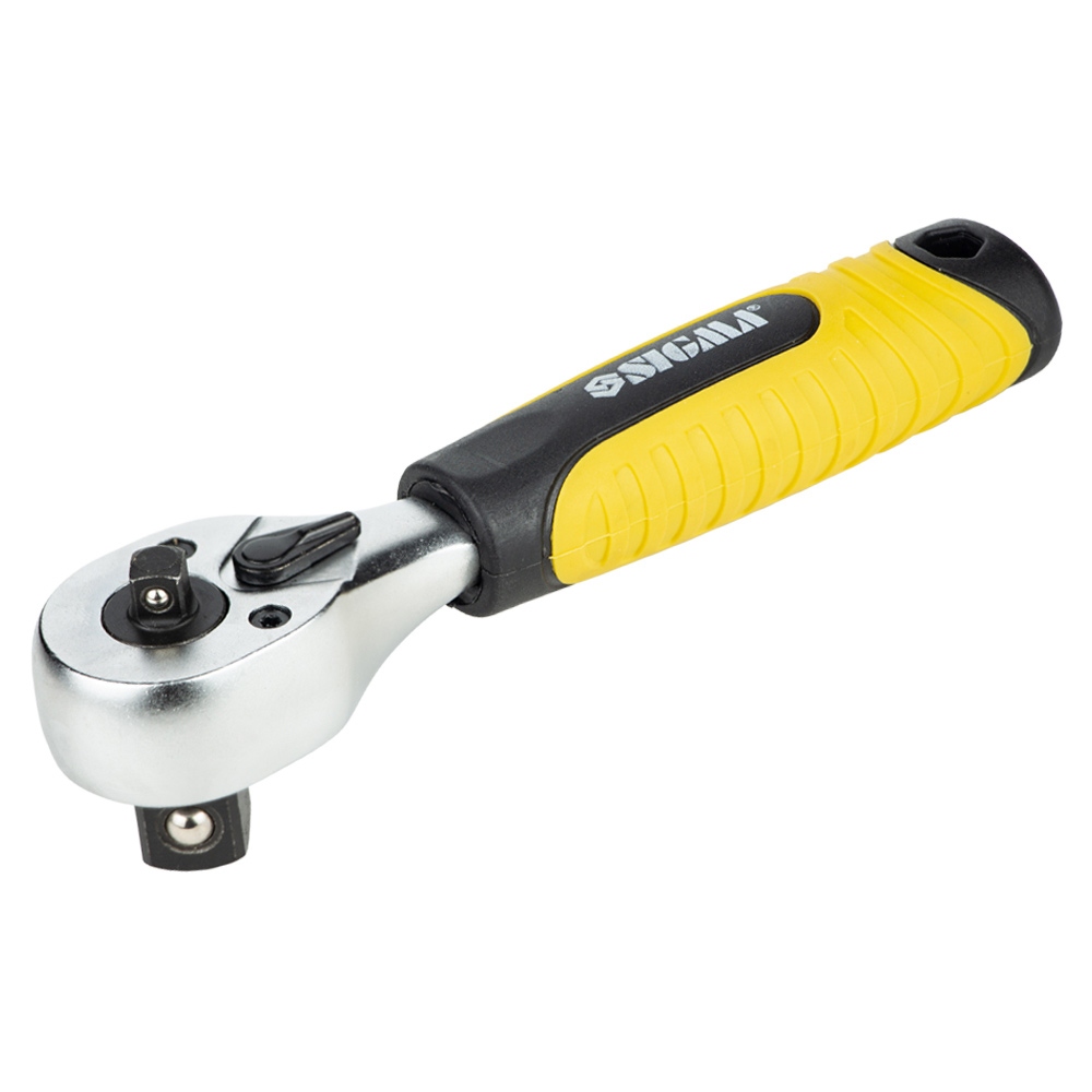 Ключ-тріскачка Sigma CrV двостороння укорочена 1/4"-1/2" 145 мм 72T