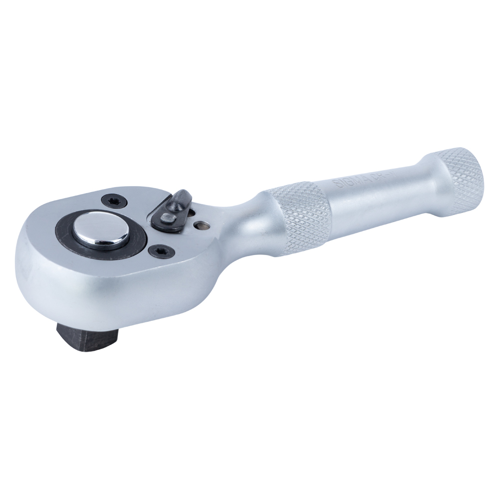 Ключ-трещотка Sigma CrV укороченная с металлической ручкой 1/2" 140 мм 45T