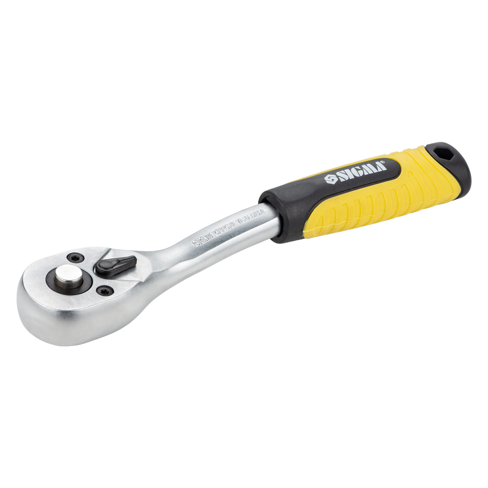 Ключ-тріскачка Sigma CrV з вигнутою ручкою 1/4" 150 мм 72T