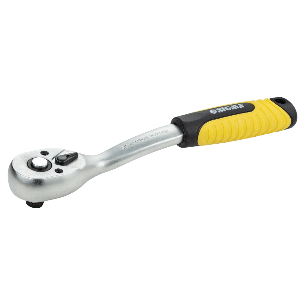 Ключ-тріскачка Sigma CrV з вигнутою ручкою 3/8" 200 мм 72T
