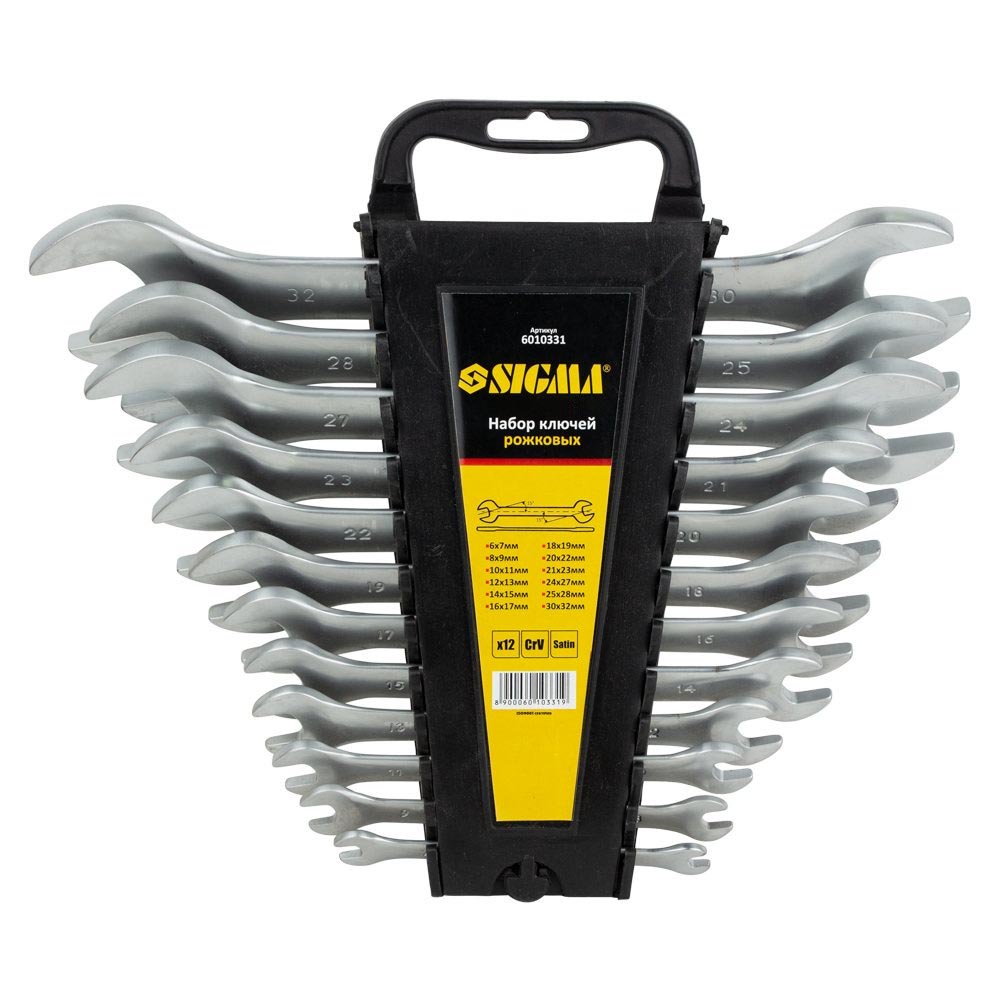 Ключі ріжкові Sigma CrV satine 12 шт 6-32 мм