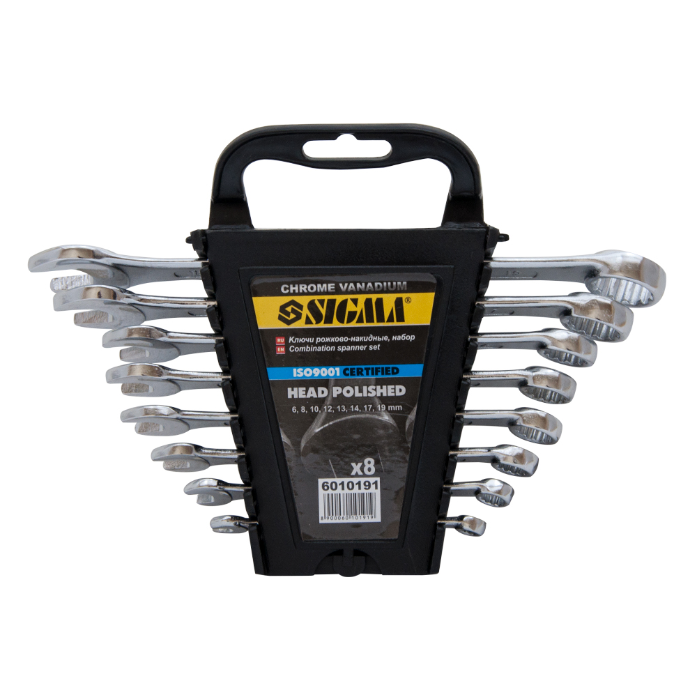 Ключі ріжково-накидні Sigma CrV head polished 8 шт 6-19 мм