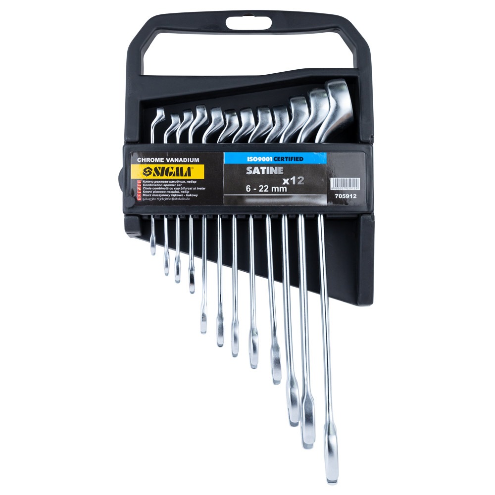 Ключі ріжково-накидні Sigma CrV polished глибокі 12 шт (7-15, 17, 19, 22 мм)