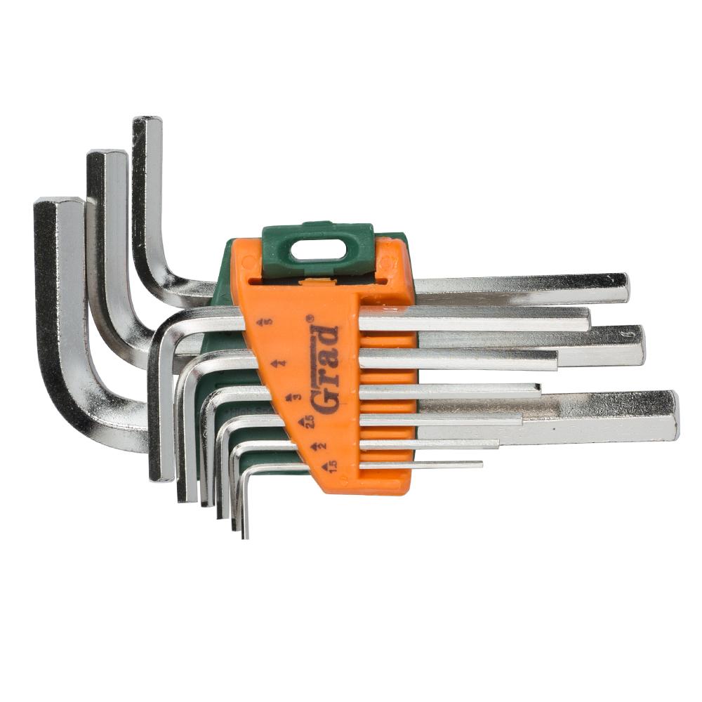 Ключи шестигранные Grad CrV 9 шт. 1.5-10 мм (короткие)