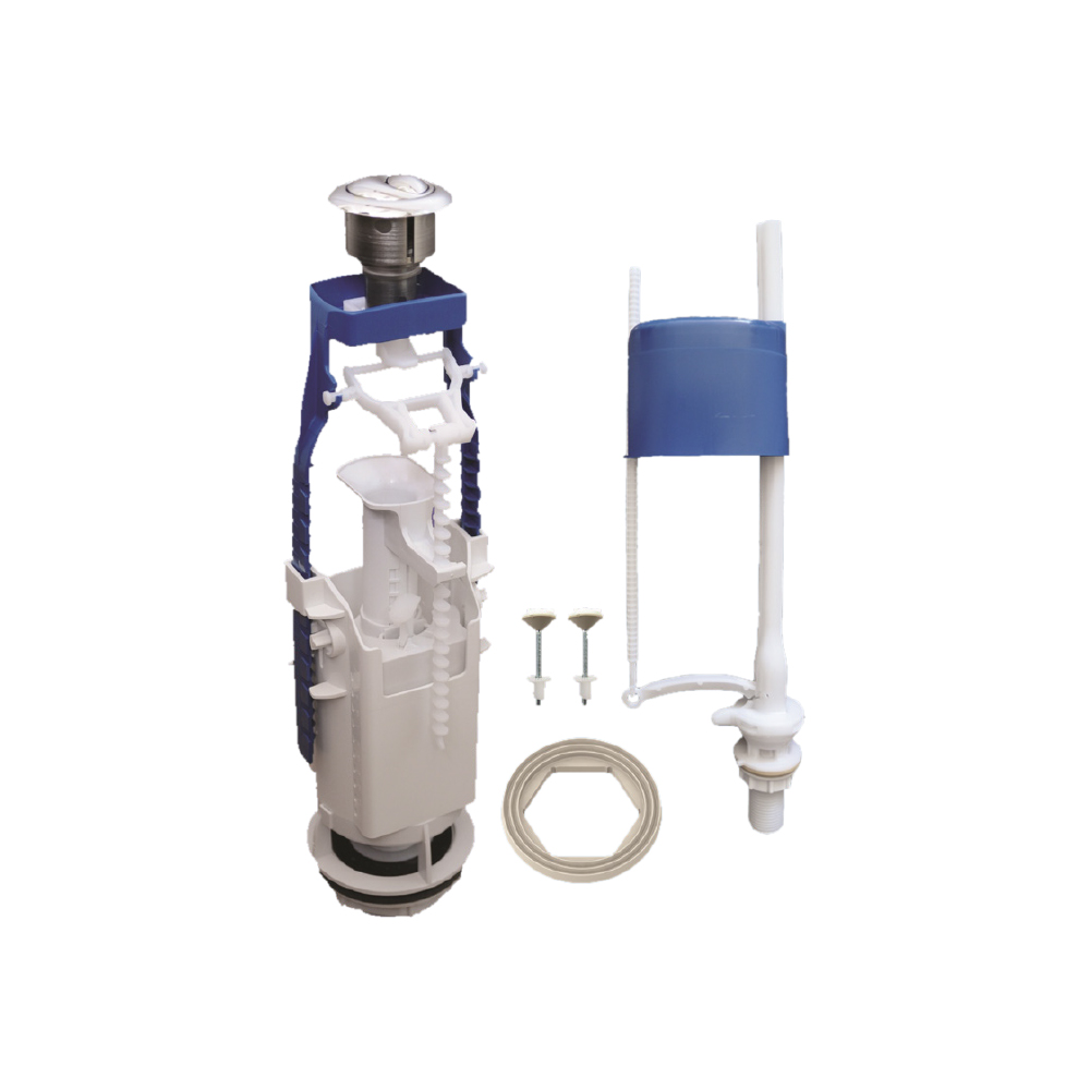 Комплект арматури Tau з двокнопковим зливним механізмом і нижнім клапаном впуску 1/2" та пласт. різьбленням