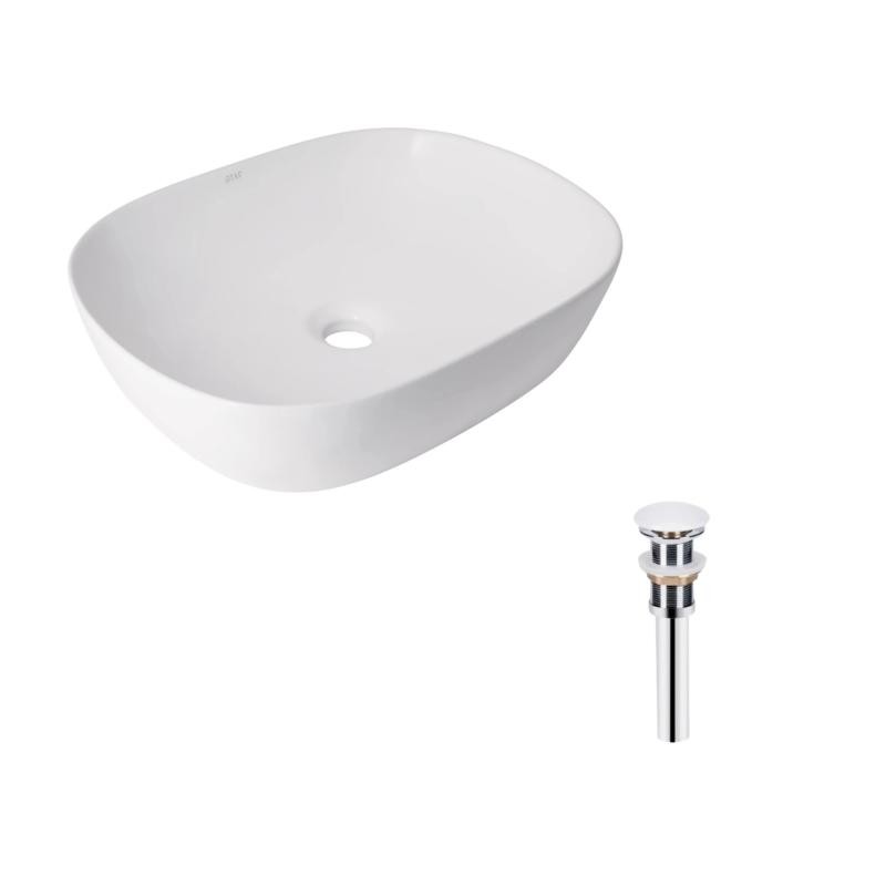 Комплект Qtap Aquarius: Раковина накладна прямокутна 470 x 380 x 120 мм White + Донний клапан PU02