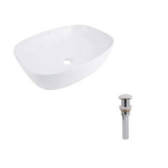 Комплект Qtap Cardinal: Раковина накладна 500 x 380 x 140 мм, White, овальна + Донний клапан Pop-up PU02