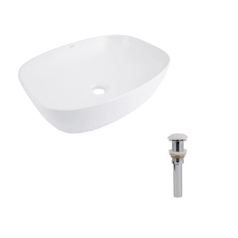 Комплект Qtap Cardinal: Раковина накладна 600 x 380 x 140 мм, White, овальна + Донний клапан Pop-up PU02