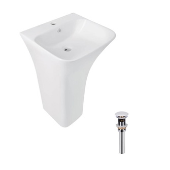 Комплект Qtap Crow: Раковина підлогова моноблок 445 x 420 x 840 мм White + Донний клапан PU02O