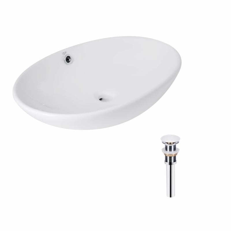Комплект Qtap Dove: Раковина накладна овальна 635 x 420 x 150 мм White + Донний клапан PU02O